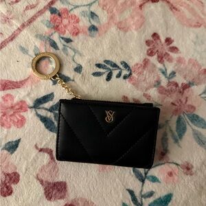 Victoria's Secret Black Quilted Keychain Card Holder
